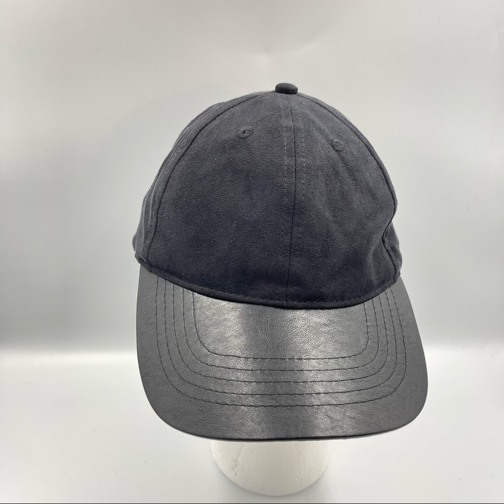 Leather Adjustable Baseball Black Cap/Hat OSFM